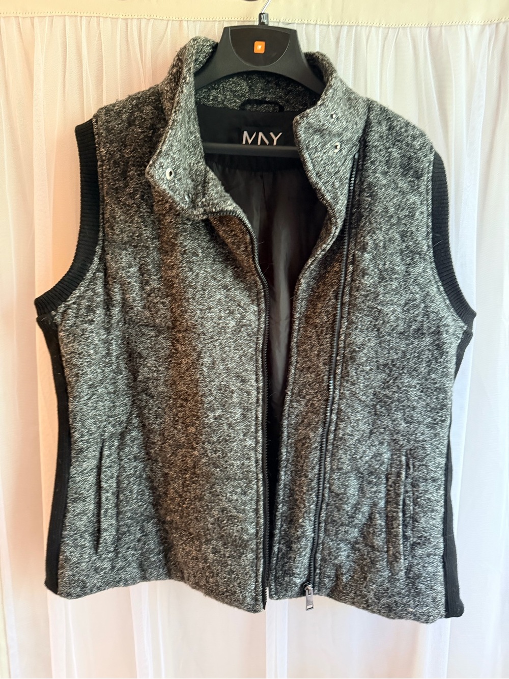 Marc New York Women’s Gray Wool-Blend Zip Vest Heavy warm urban